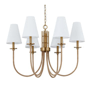 Forty West - 75001 - Six Light Chandelier - Juliet - Antique Gold and Natural Rattan