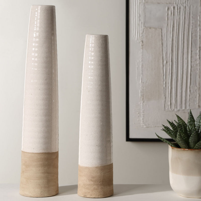Uttermost - 18156 - Vases, S/2 - Ivory Sands - White Ceramic