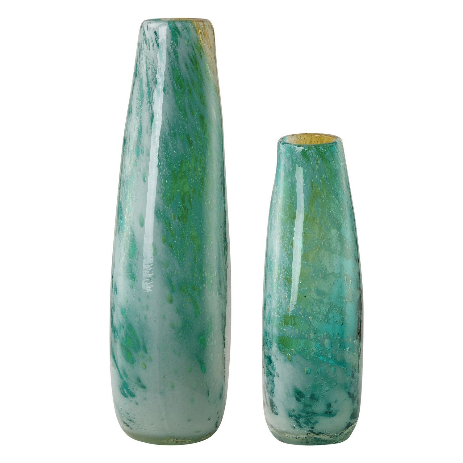 Uttermost - 18157 - Vases, S/2 - High Tide - Exquisite Teal, Amber, And Gold