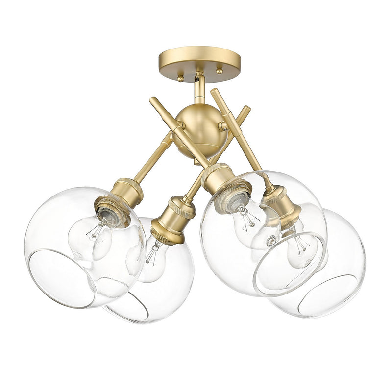 Golden - 1945-SF BCB-GLOBE-CLR - Four Light Semi-Flush Mount - Axel - Brushed Champagne Bronze