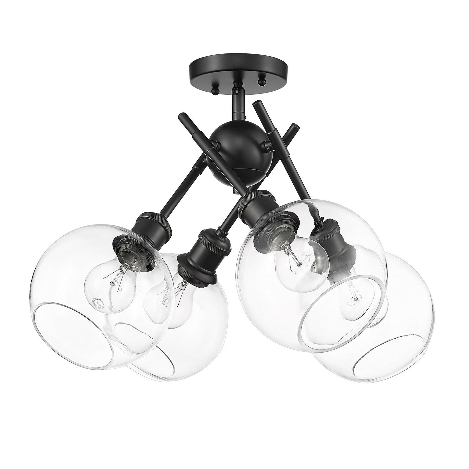Golden - 1945-SF BLK-GLOBE-CLR - Four Light Semi-Flush Mount - Axel - Matte Black