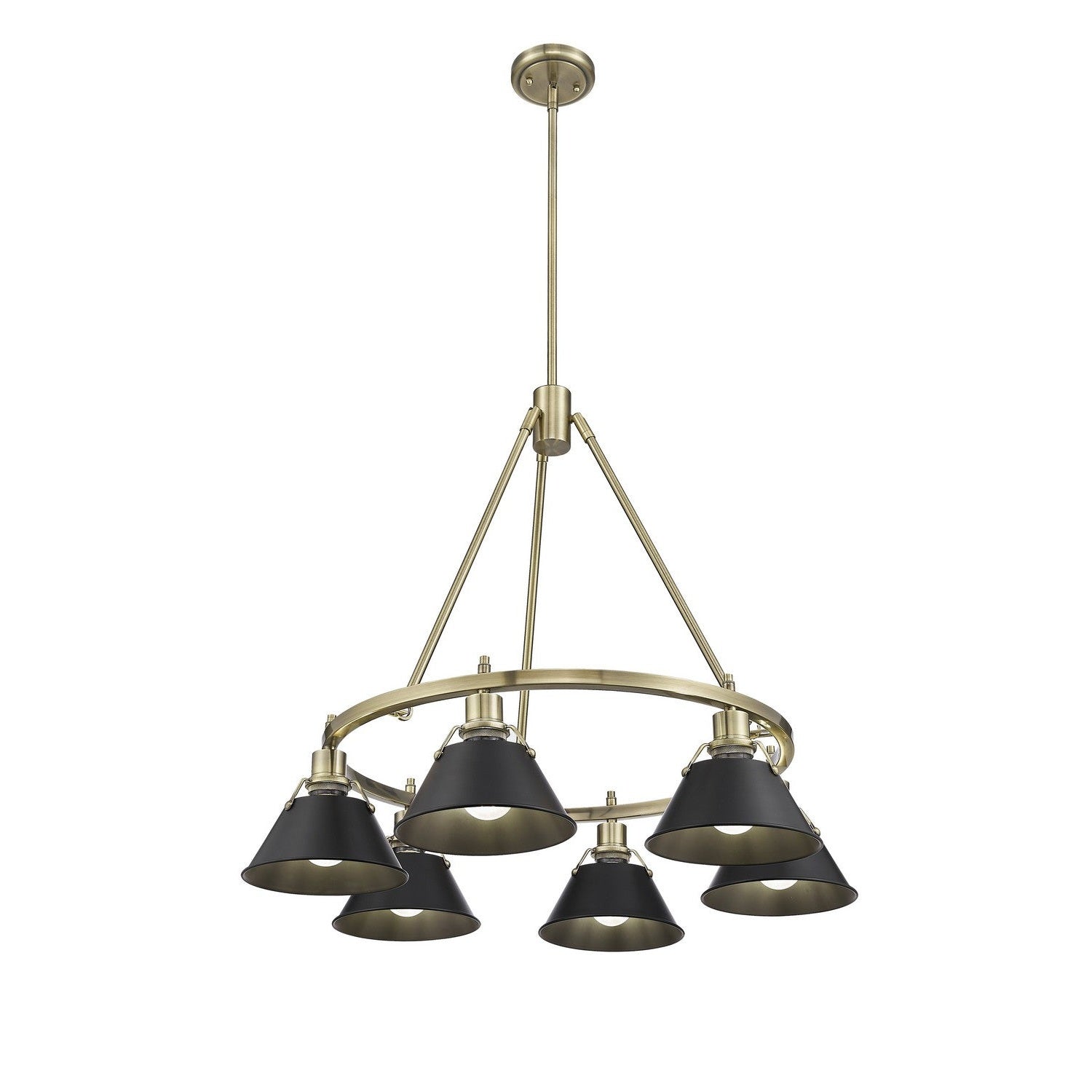 Golden - 3306-6 AB-BLK - Six Light Chandelier - Orwell - Aged Brass