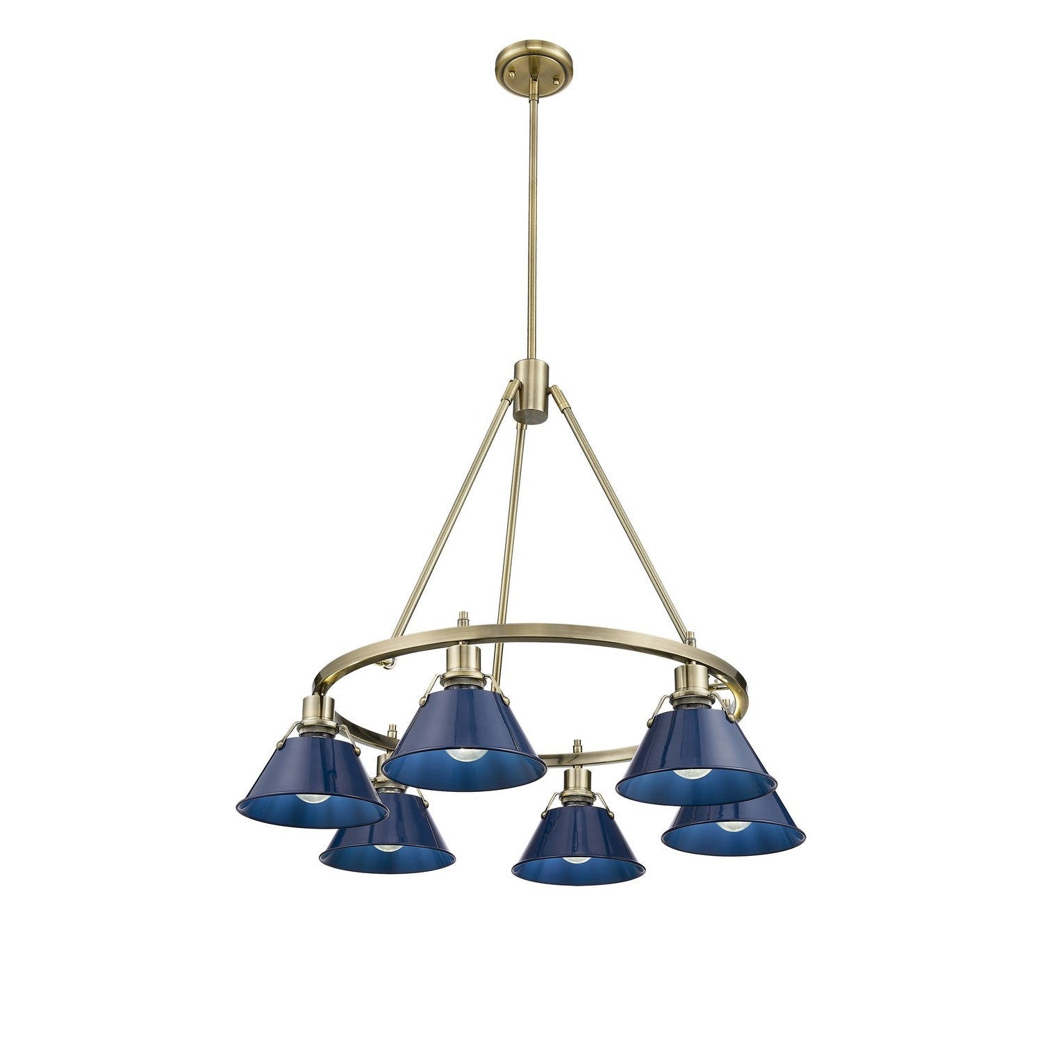 Golden - 3306-6 AB-NVY - Six Light Chandelier - Orwell - Aged Brass
