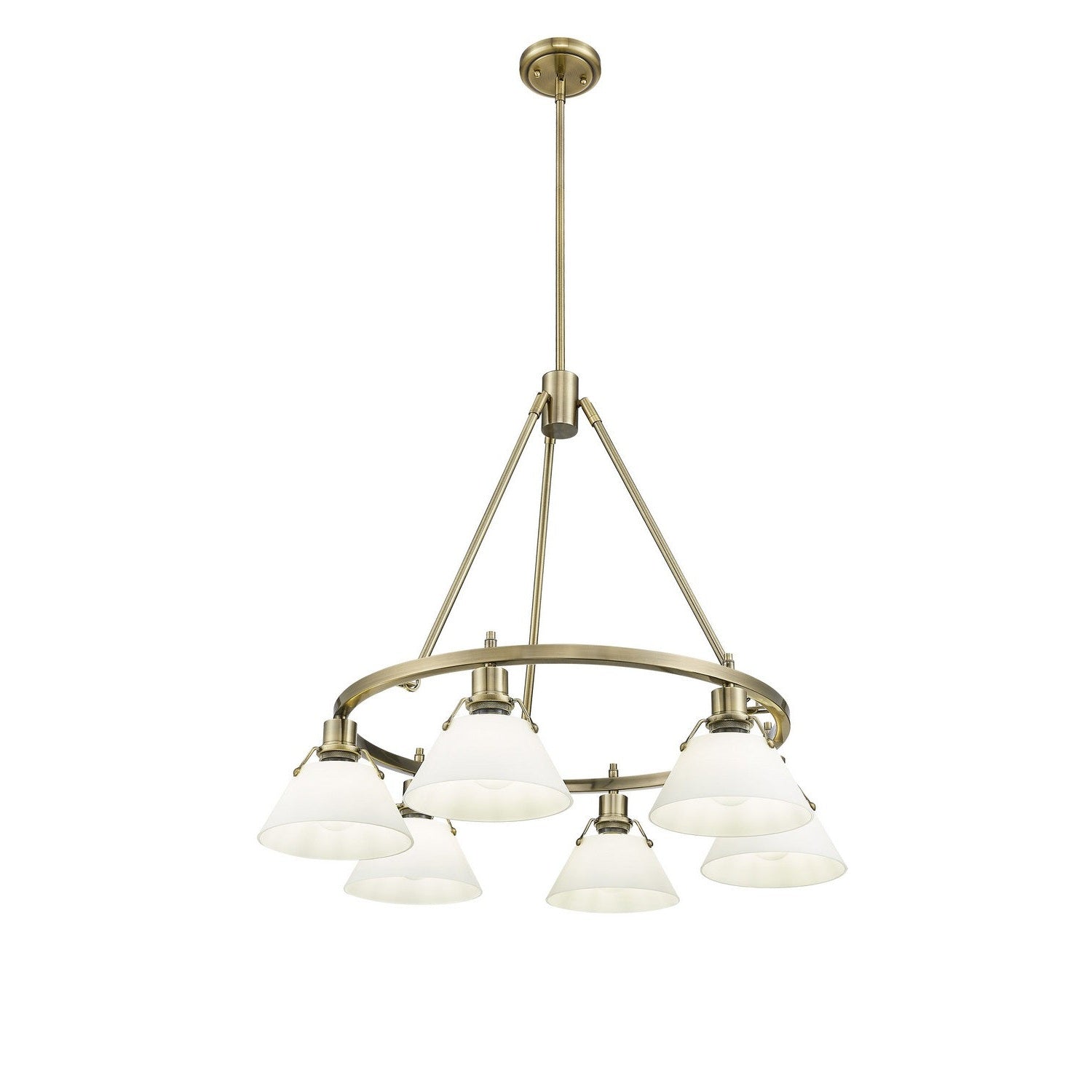 Golden - 3306-6 AB-OP - Six Light Chandelier - Orwell - Aged Brass