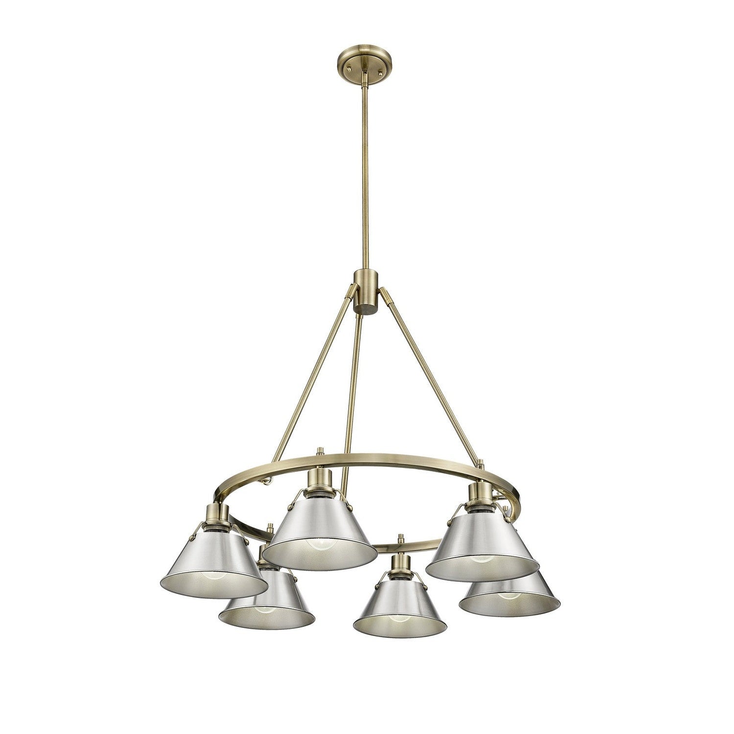 Golden - 3306-6 AB-PW - Six Light Chandelier - Orwell - Aged Brass