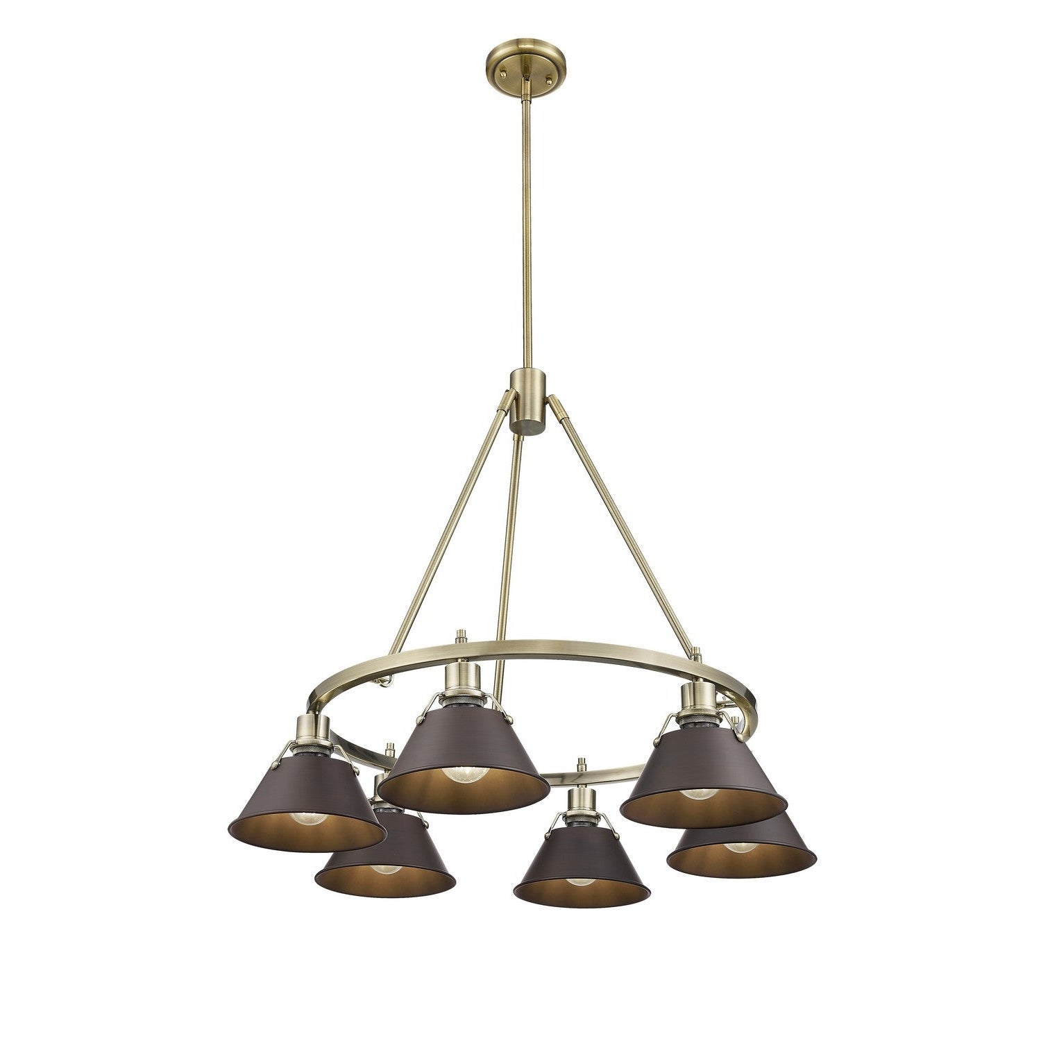 Golden - 3306-6 AB-RBZ - Six Light Chandelier - Orwell - Aged Brass