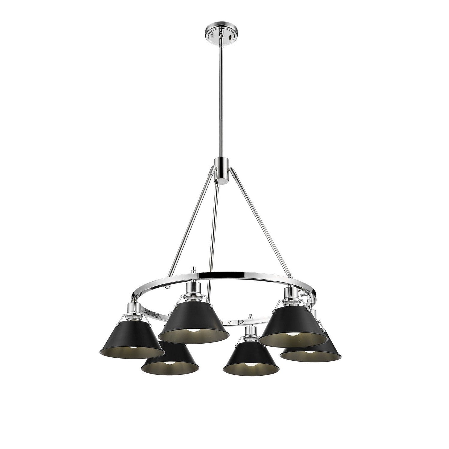 Golden - 3306-6 CH-BLK - Six Light Chandelier - Orwell - Chrome