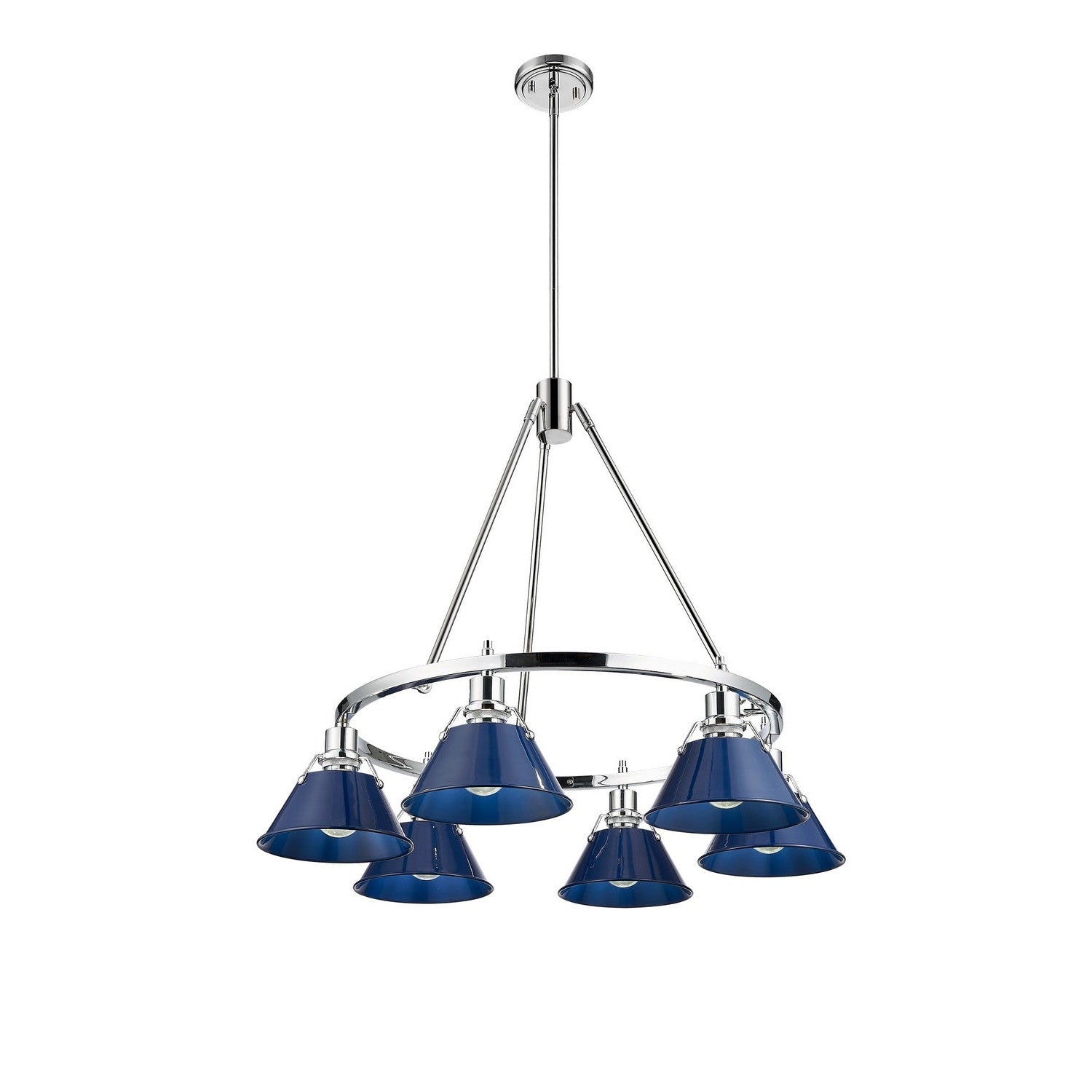 Golden - 3306-6 CH-NVY - Six Light Chandelier - Orwell - Chrome
