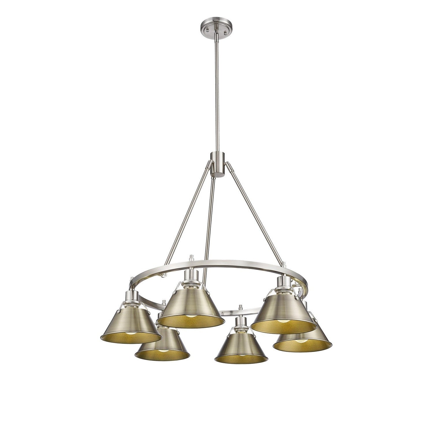 Golden - 3306-6 PW-AB - Six Light Chandelier - Orwell - Pewter