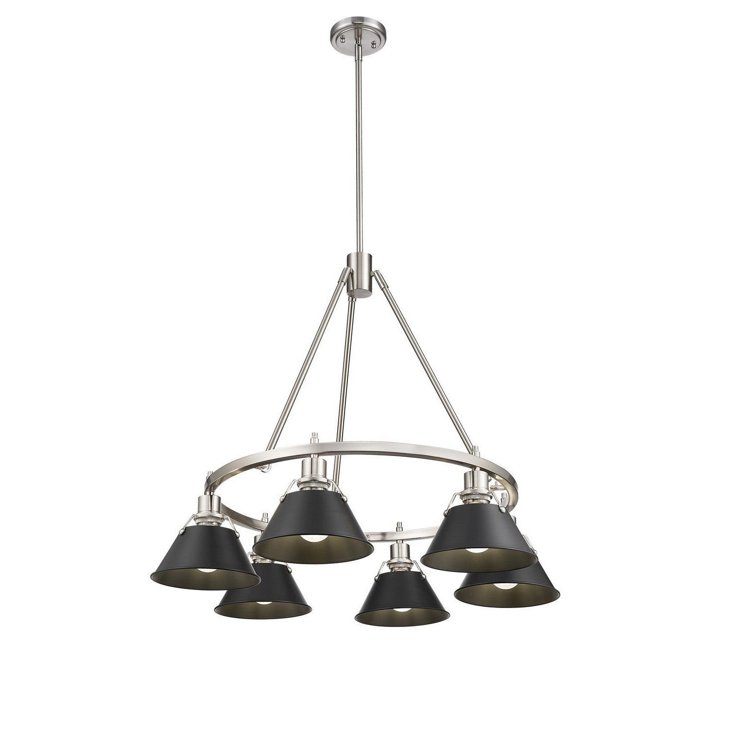 Golden - 3306-6 PW-BLK - Six Light Chandelier - Orwell - Pewter