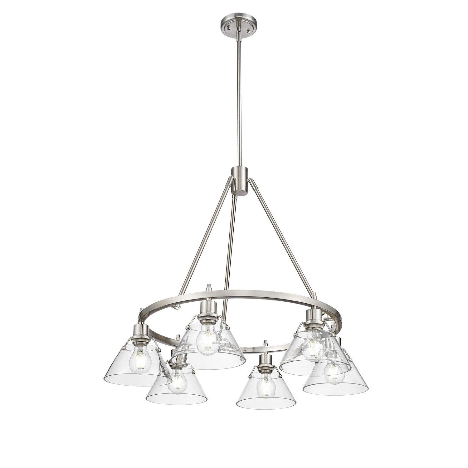 Golden - 3306-6 PW-CLR - Six Light Chandelier - Orwell - Pewter