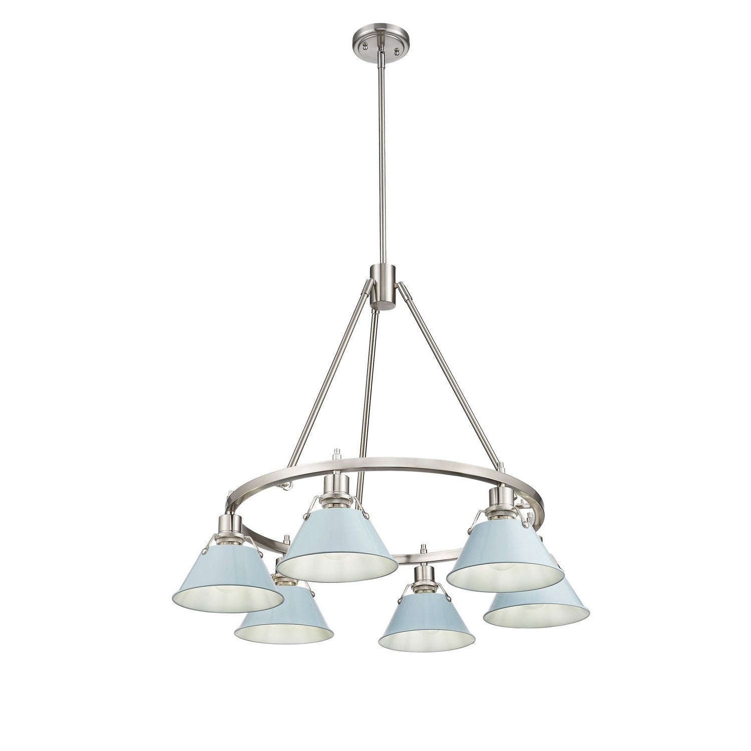 Golden - 3306-6 PW-DB - Six Light Chandelier - Orwell - Pewter