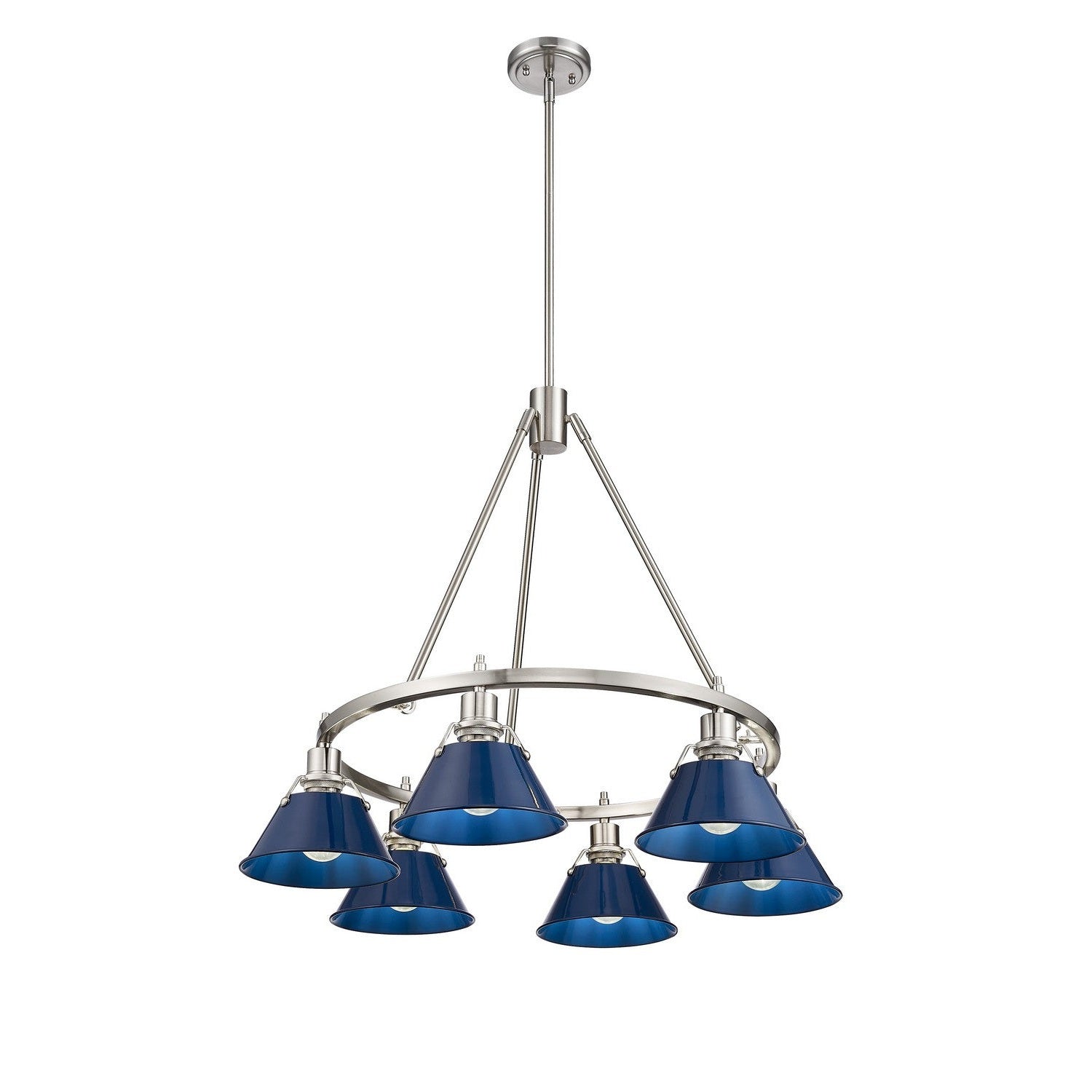 Golden - 3306-6 PW-NVY - Six Light Chandelier - Orwell - Pewter