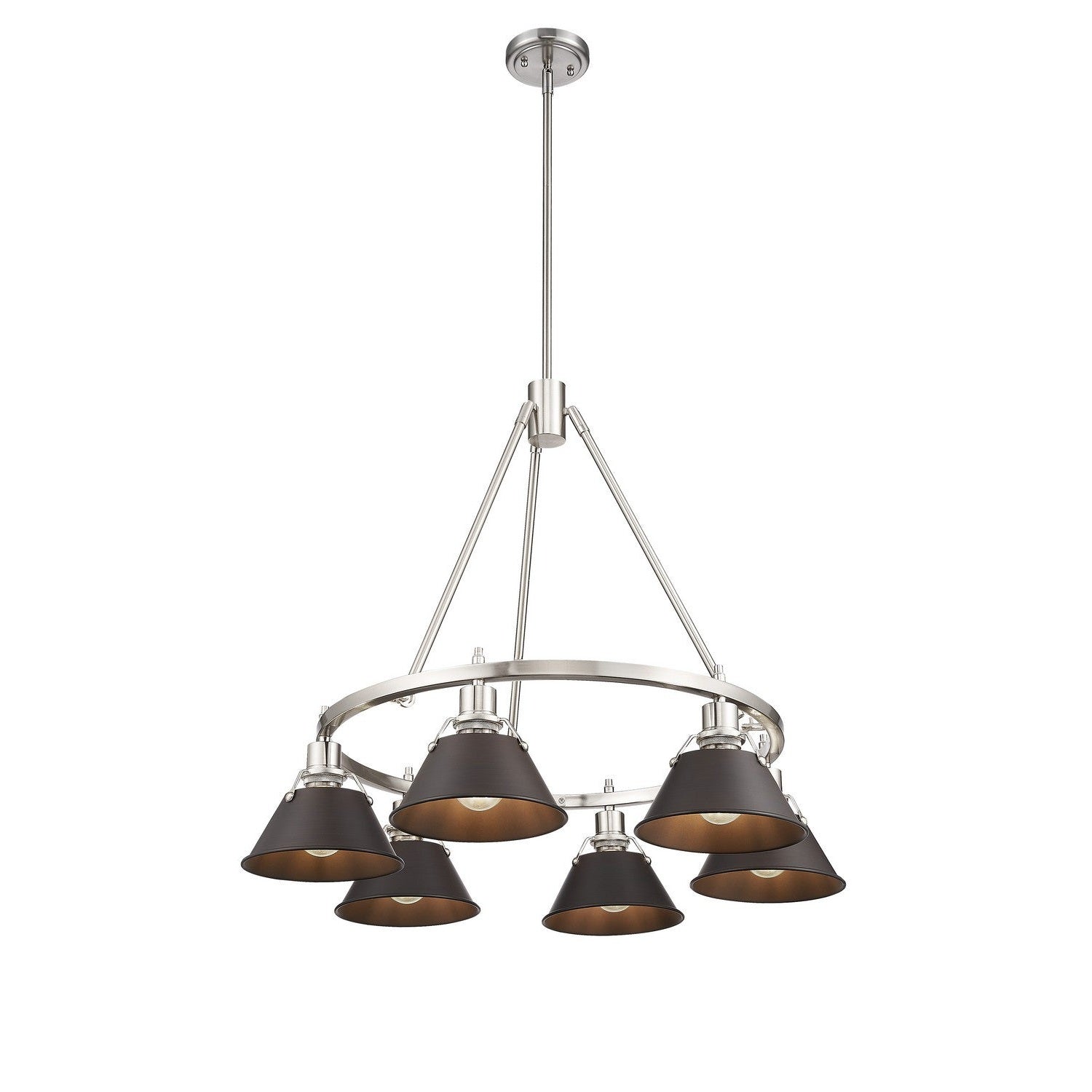 Golden - 3306-6 PW-RBZ - Six Light Chandelier - Orwell - Pewter