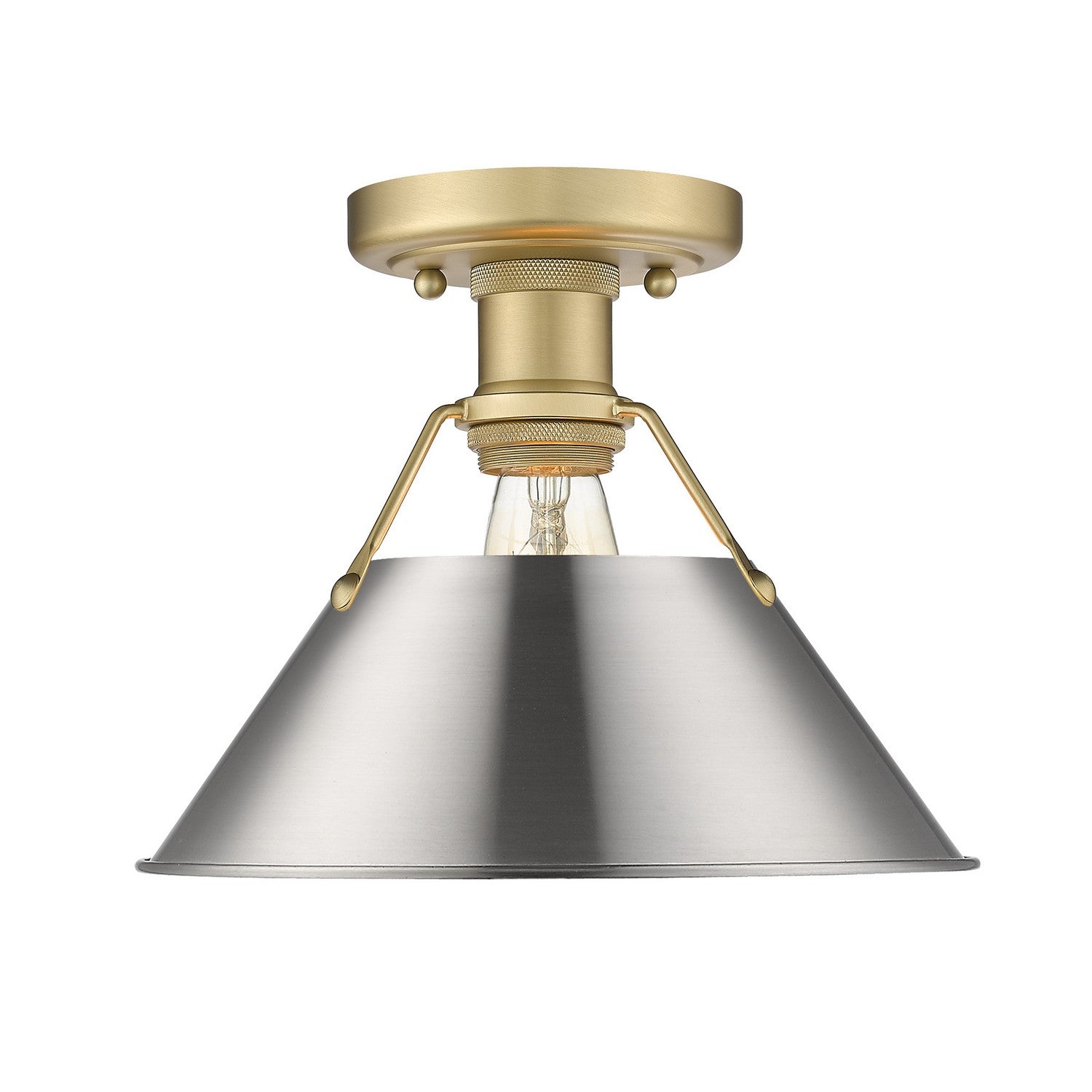 Golden - 3306-FM BCB-PW - One Light Flush Mount - Orwell - Brushed Champagne Bronze