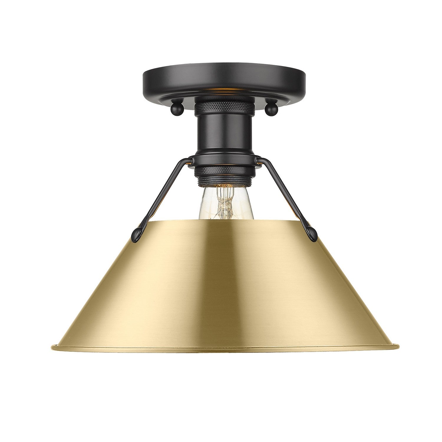 Golden - 3306-FM BLK-BCB - One Light Flush Mount - Orwell - Matte Black