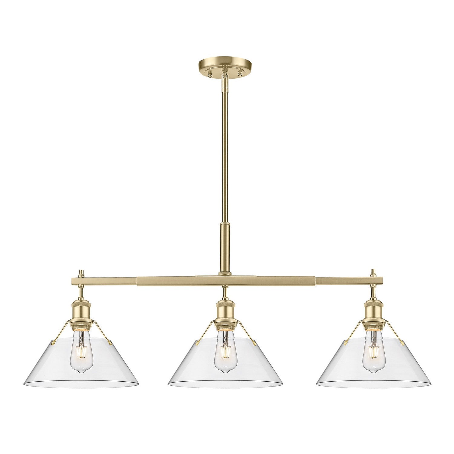 Golden - 3306-LP BCB-CLR - Three Light Linear Pendant - Orwell - Brushed Champagne Bronze