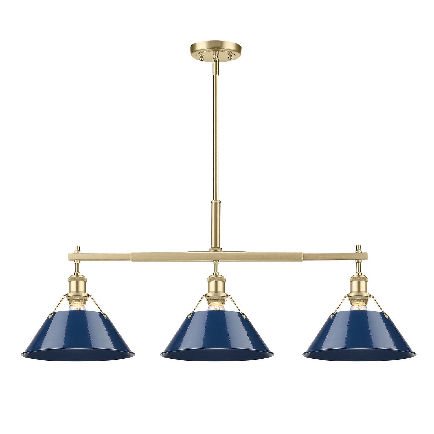 Golden - 3306-LP BCB-NVY - Three Light Linear Pendant - Orwell - Brushed Champagne Bronze