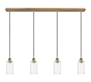 Innovations - 124B-4P-BB-G434-7CL - Four Light Linear Pendant - Downtown Urban - Brushed Brass
