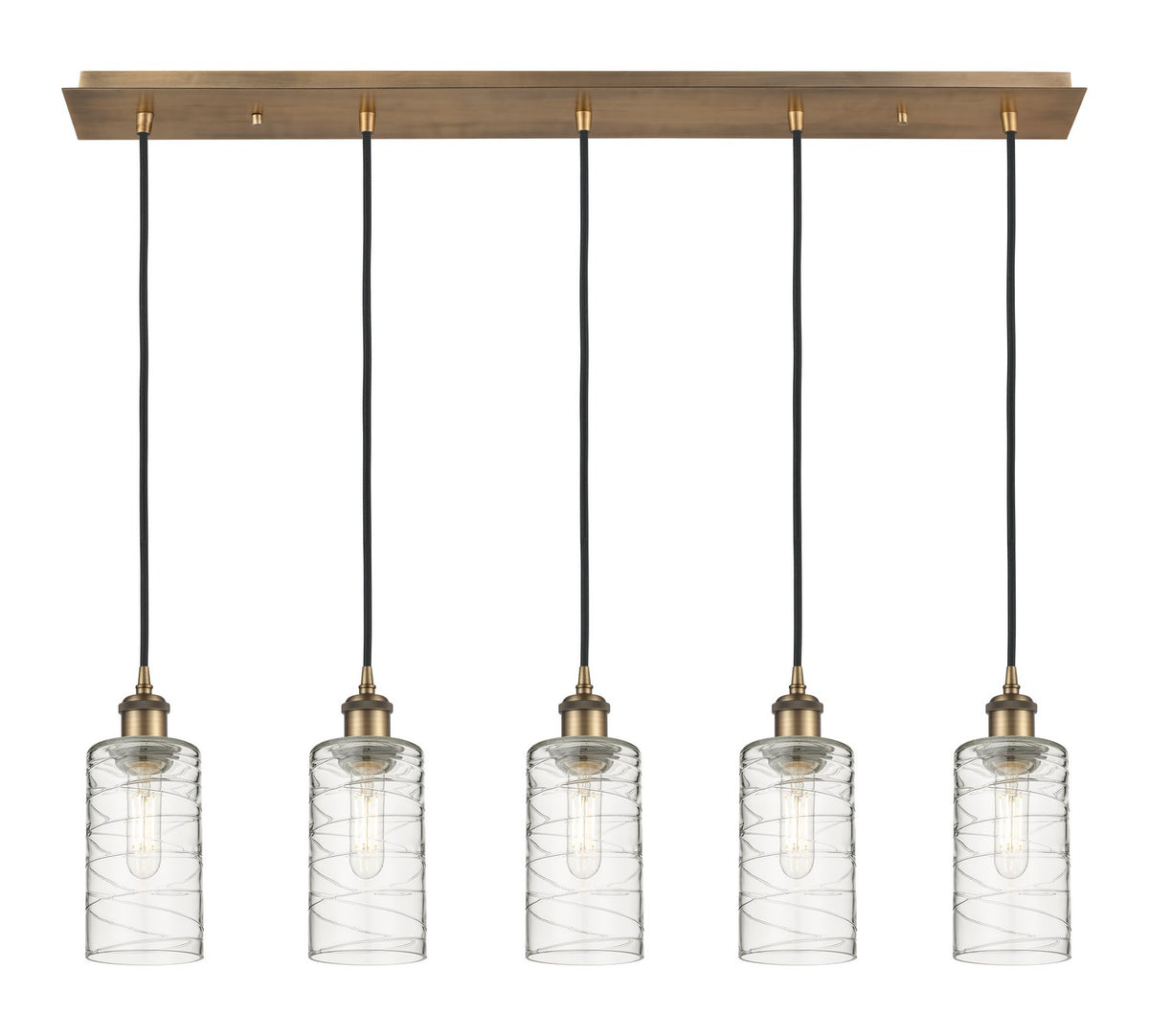 Innovations - 125B-5P-BB-G434-7DE - Five Light Linear Pendant - Downtown Urban - Brushed Brass