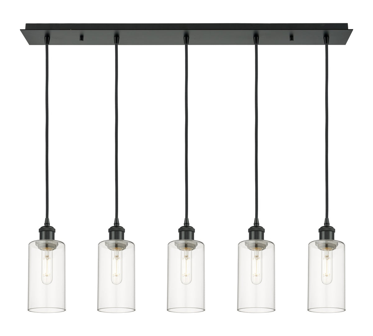 Innovations - 125B-5P-BK-G434-7CL - Five Light Linear Pendant - Downtown Urban - Matte Black