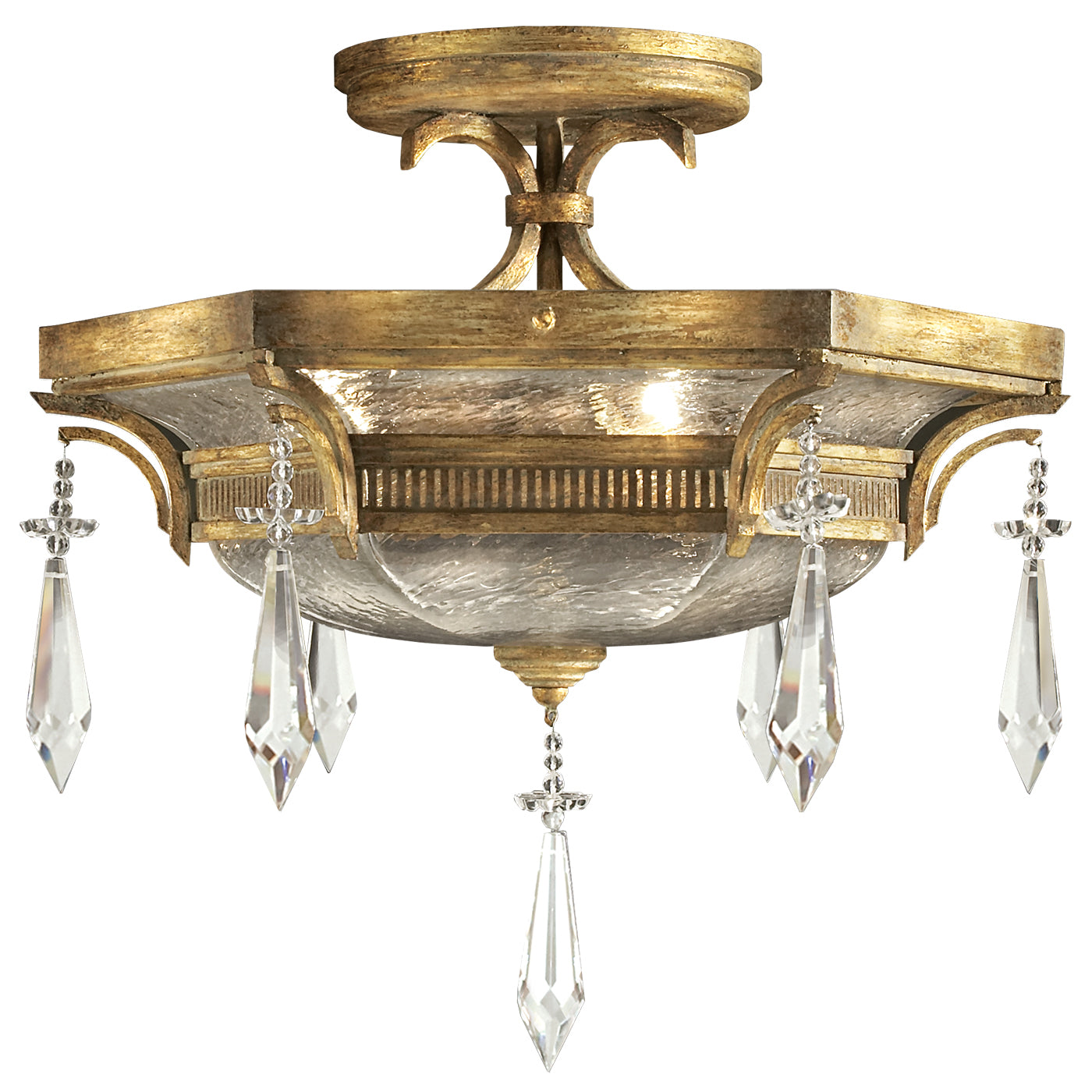 Fine Art Handcrafted Lighting - 569840ST - Three Light Semi-Flush Mount - Monte Carlo - Gold