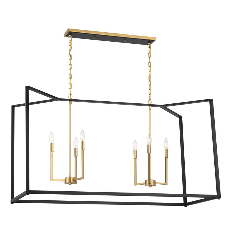 Minka-Lavery - 1466-883 - Six Light Island Chandelier - Colwick - Coal Black & Signature Brass