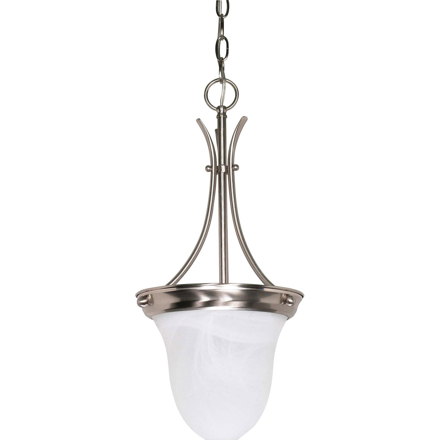 Nuvo Lighting - 60-394 - One Light Pendant - Alabaster Glass Bell - Brushed Nickel