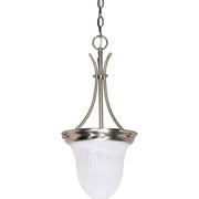 Nuvo Lighting - 60-394 - One Light Pendant - Alabaster Glass Bell - Brushed Nickel
