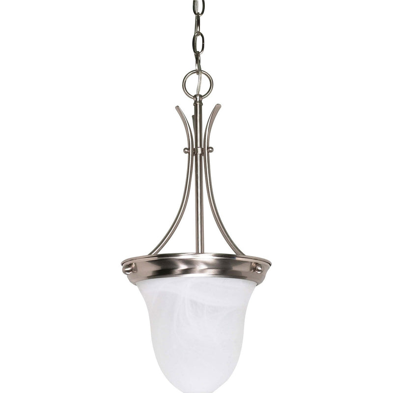 Nuvo Lighting - 60-394 - One Light Pendant - Alabaster Glass Bell - Brushed Nickel