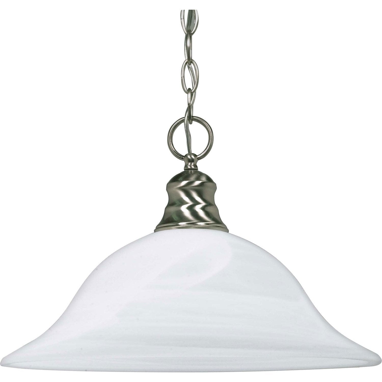 Nuvo Lighting - 60-390 - One Light Pendant - Alabaster Glass Hanging Dome - Brushed Nickel