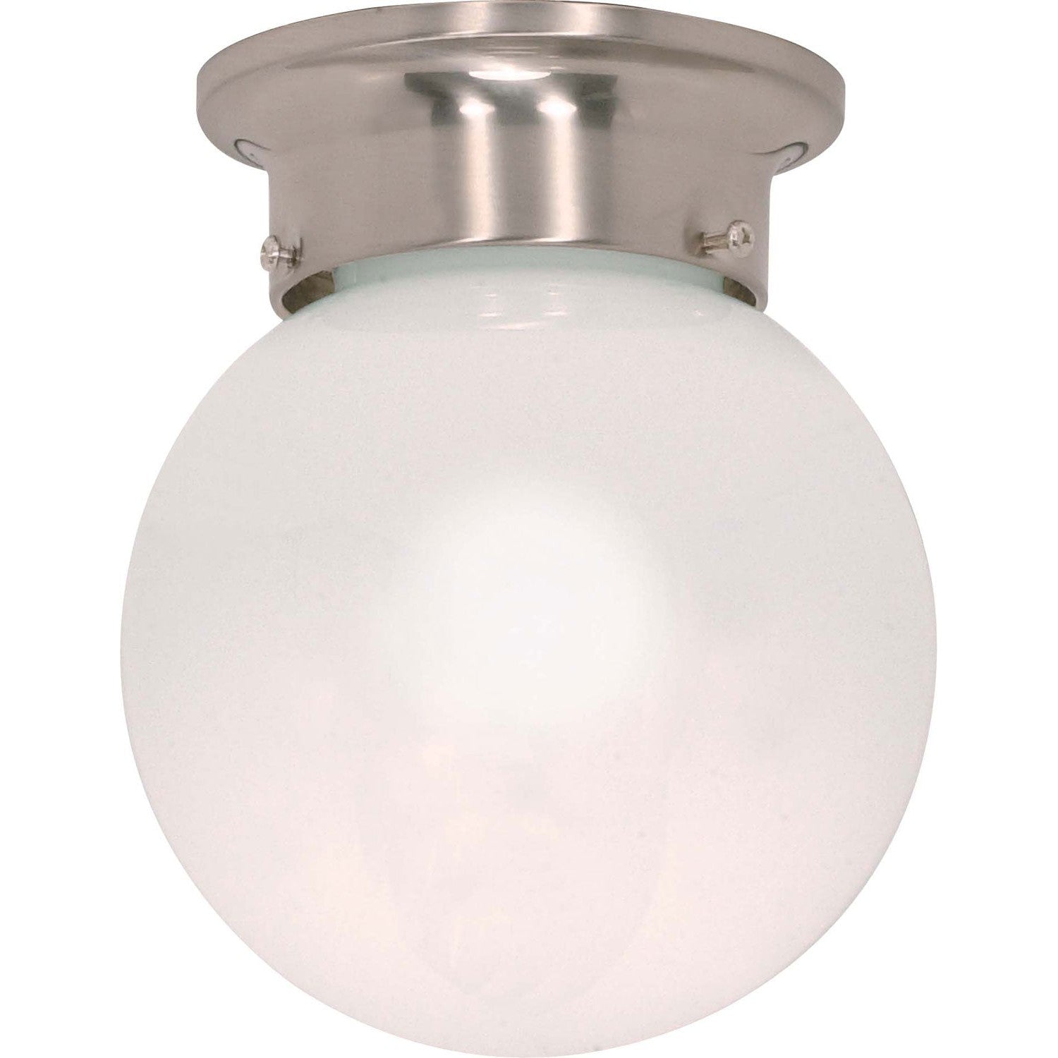 Nuvo Lighting - 60-245 - One Light Flush Mount - 6 White Ball - Brushed Nickel