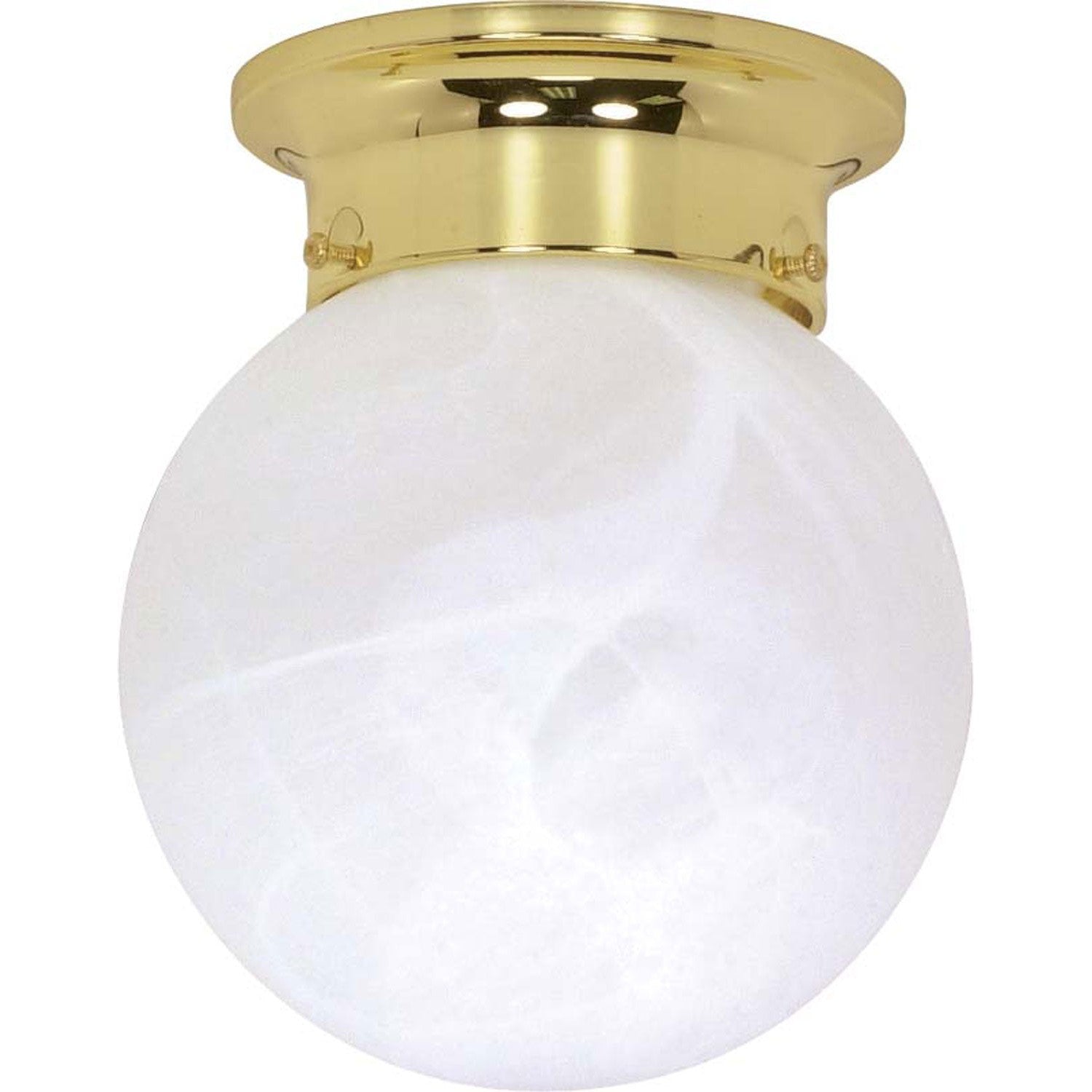 Nuvo Lighting - 60-255 - One Light Flush Mount - 6 Alabaster Ball - Polished Brass