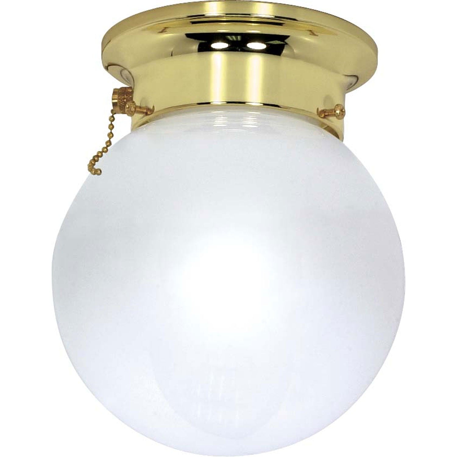 Nuvo Lighting - 60-295 - One Light Flush Mount - 8 White Ball - Polished Brass