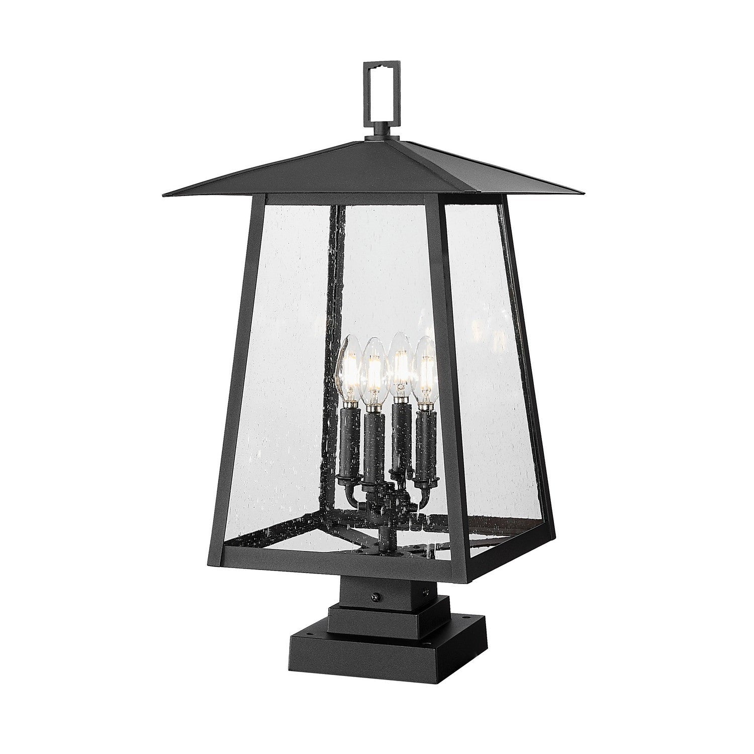Z-Lite - 5015PHBS-SQPM-BK - Four Light Outdoor Pier Mounted Fixture - Rainer - Black