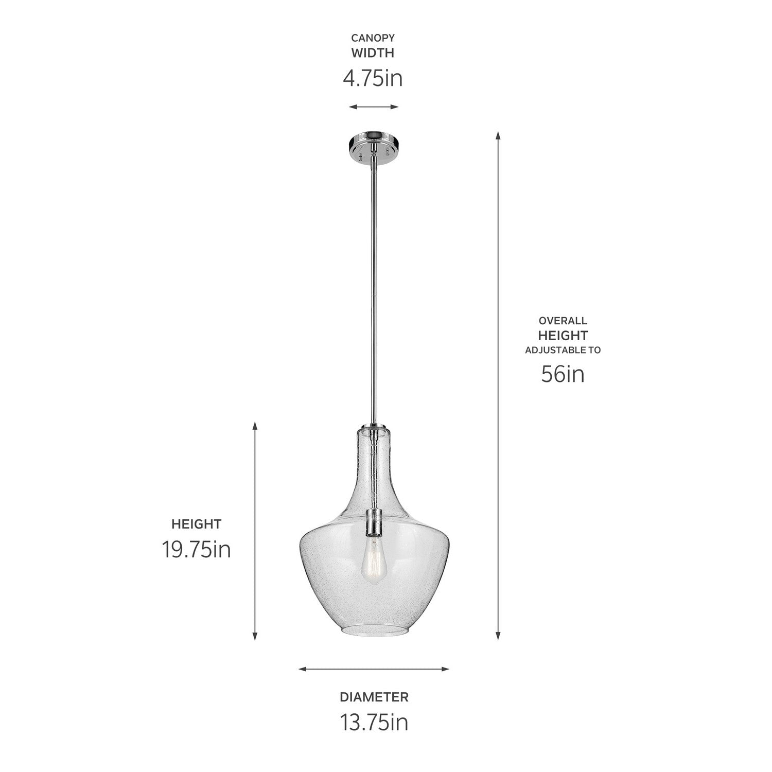 Kichler - 42046CHCS - One Light Pendant - Everly - Chrome