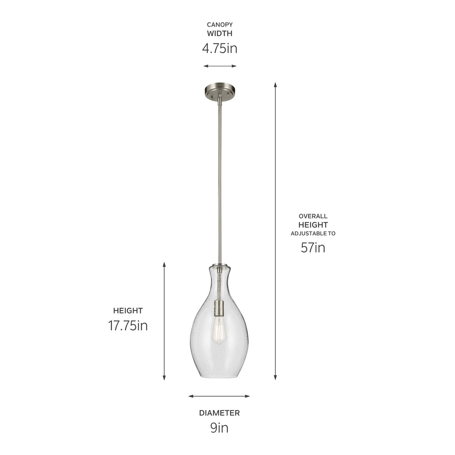Kichler - 42047NICS - One Light Pendant - Everly - Brushed Nickel