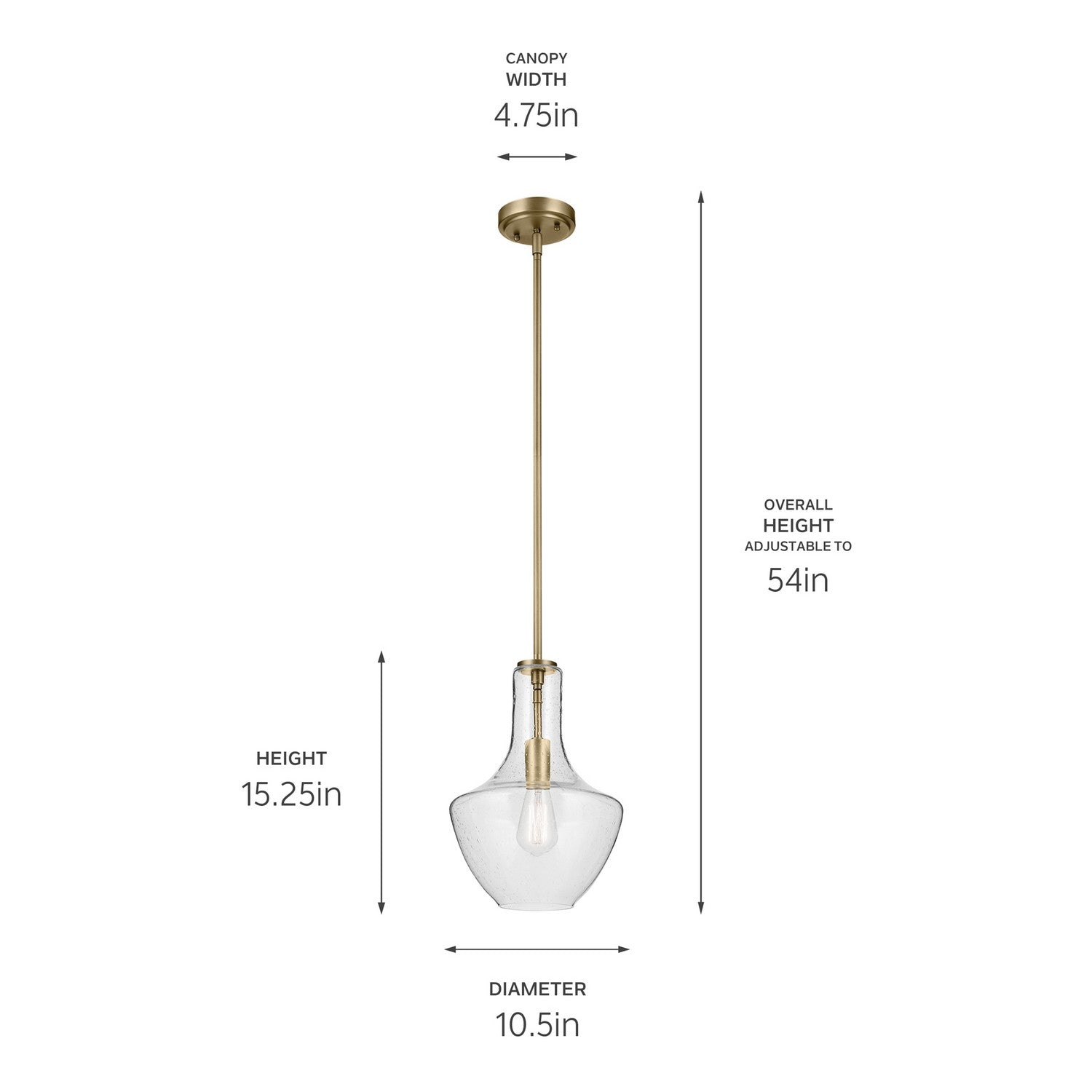 Kichler - 42141NBRCS - One Light Pendant - Everly - Natural Brass