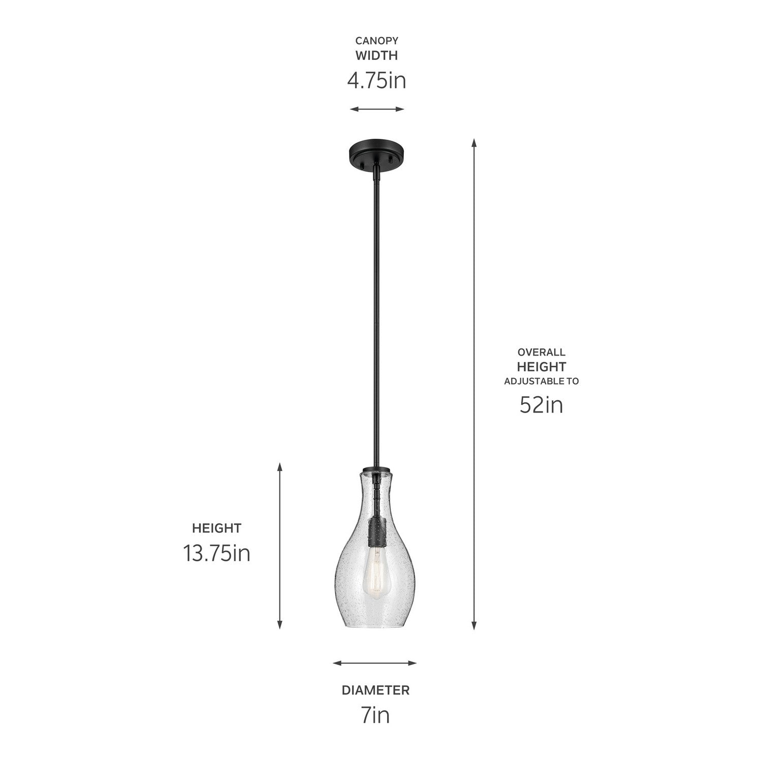 Kichler - 42456BKCS - One Light Pendant - Everly - Black