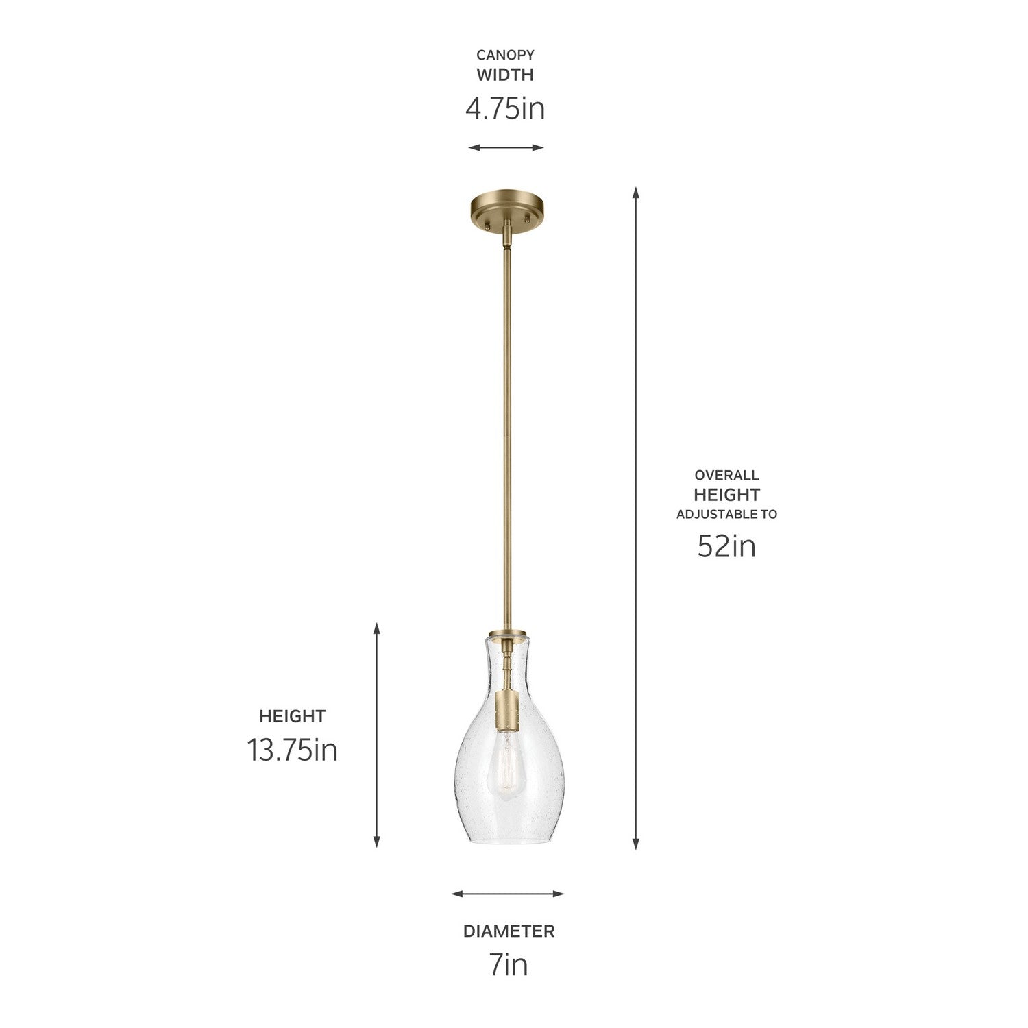 Kichler - 42456NBRCS - One Light Pendant - Everly - Natural Brass