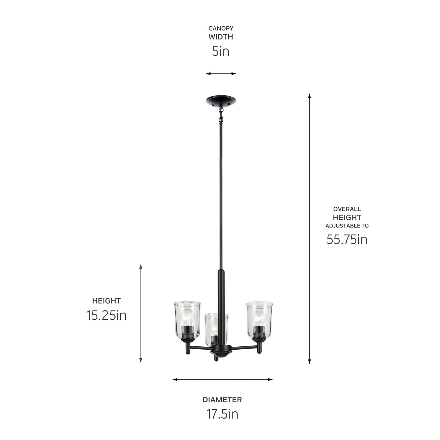 Kichler - 43670BKCLR - Three Light Mini Chandelier - Shailene - Black