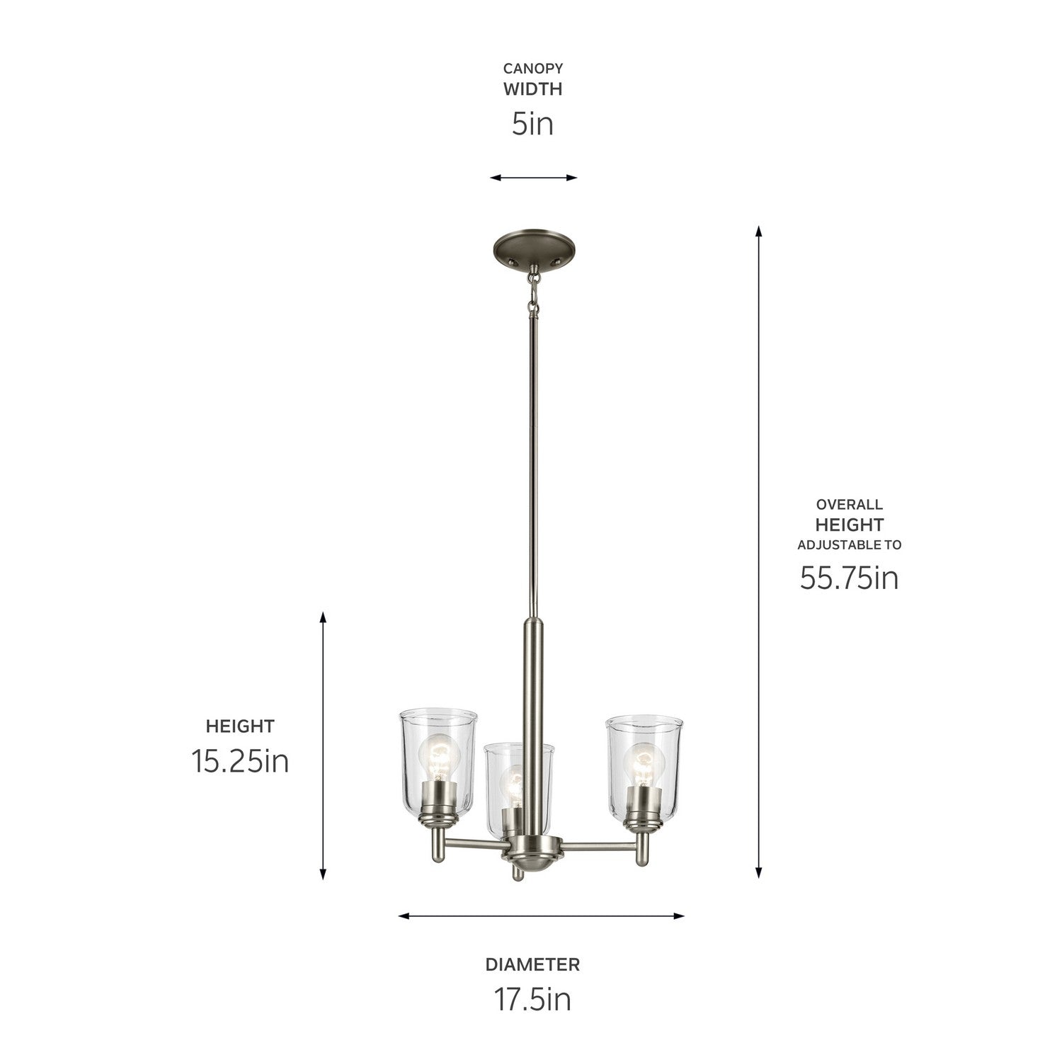 Kichler - 43670NICLR - Three Light Mini Chandelier - Shailene - Brushed Nickel