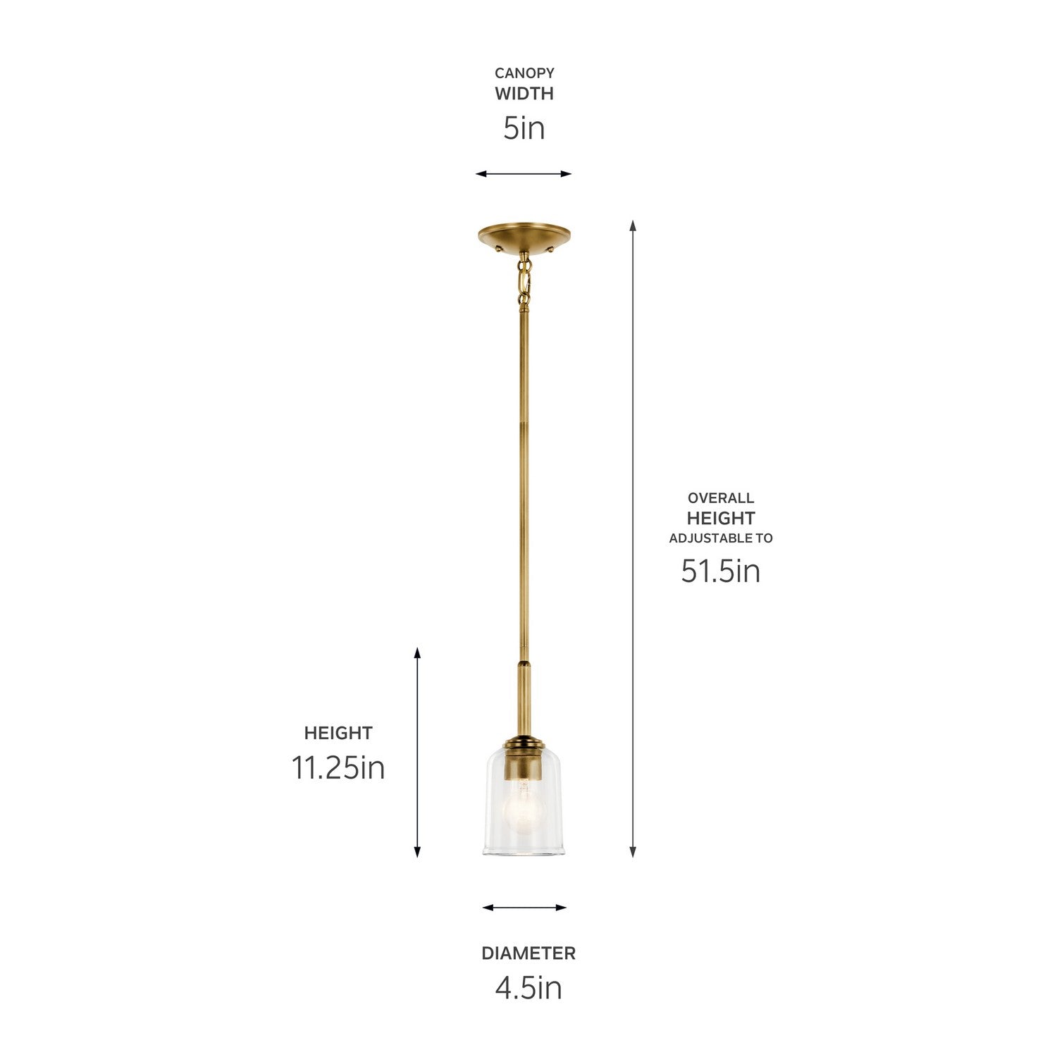 Kichler - 43674NBRCLR - One Light Mini Pendant - Shailene - Natural Brass