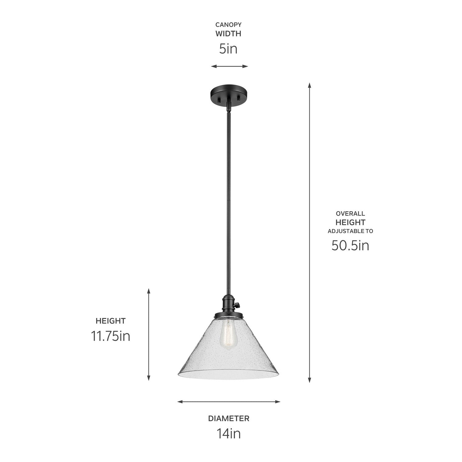 Kichler - 43905BK - One Light Pendant - Avery - Black