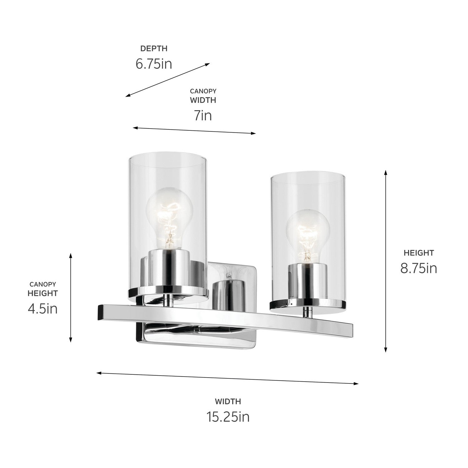 Kichler - 45496CHCLR - Two Light Bath - Crosby - Chrome