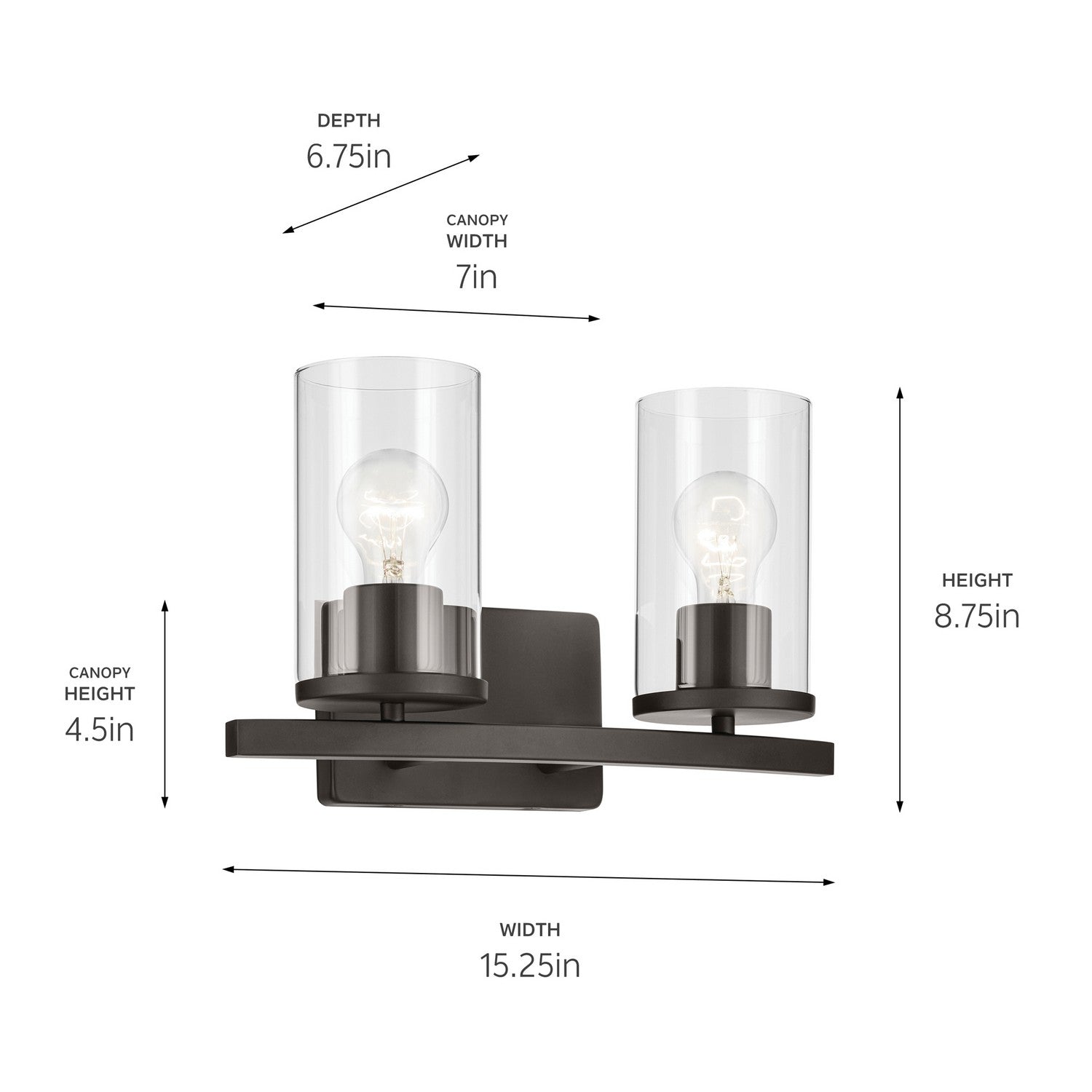 Kichler - 45496OZCLR - Two Light Bath - Crosby - Olde Bronze