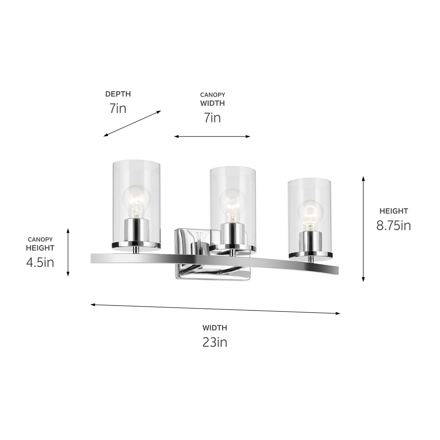 Kichler - 45497CHCLR - Three Light Bath - Crosby - Chrome
