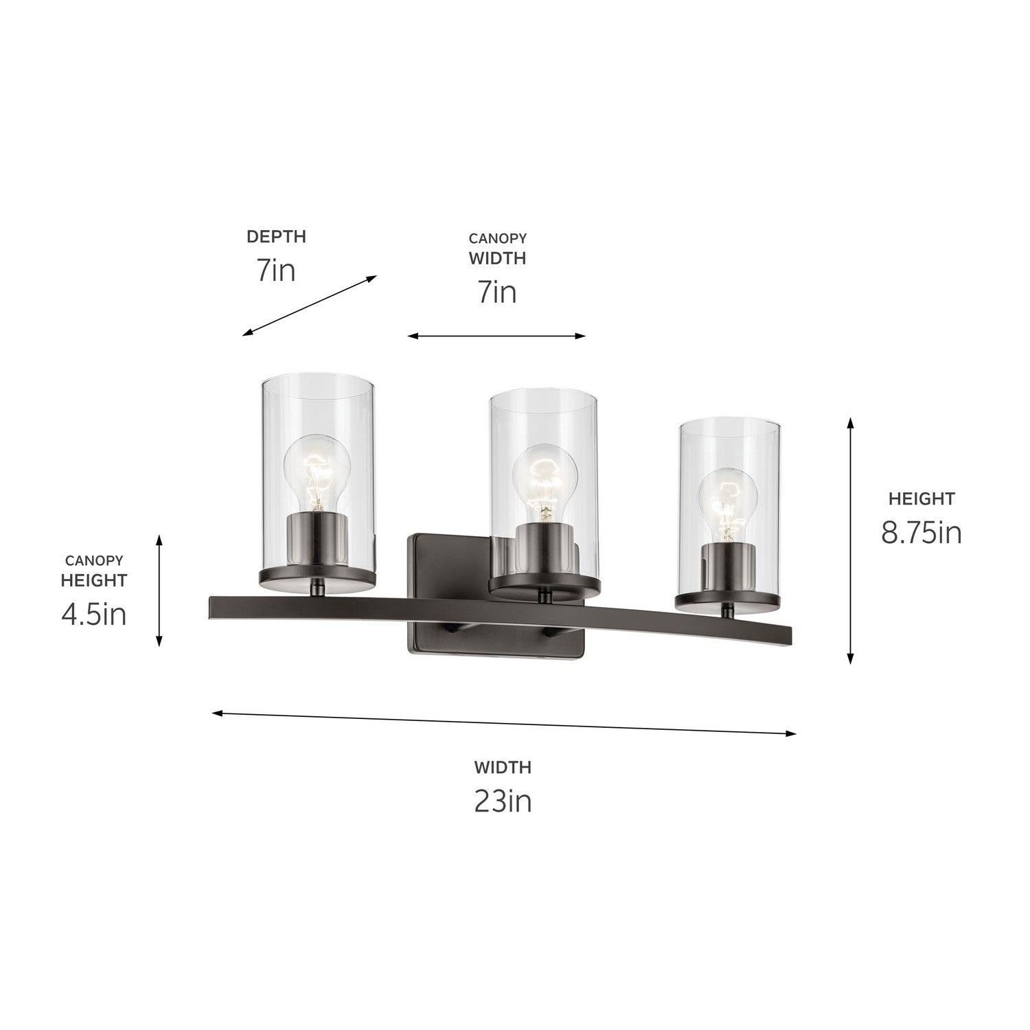Kichler - 45497OZCLR - Three Light Bath - Crosby - Olde Bronze