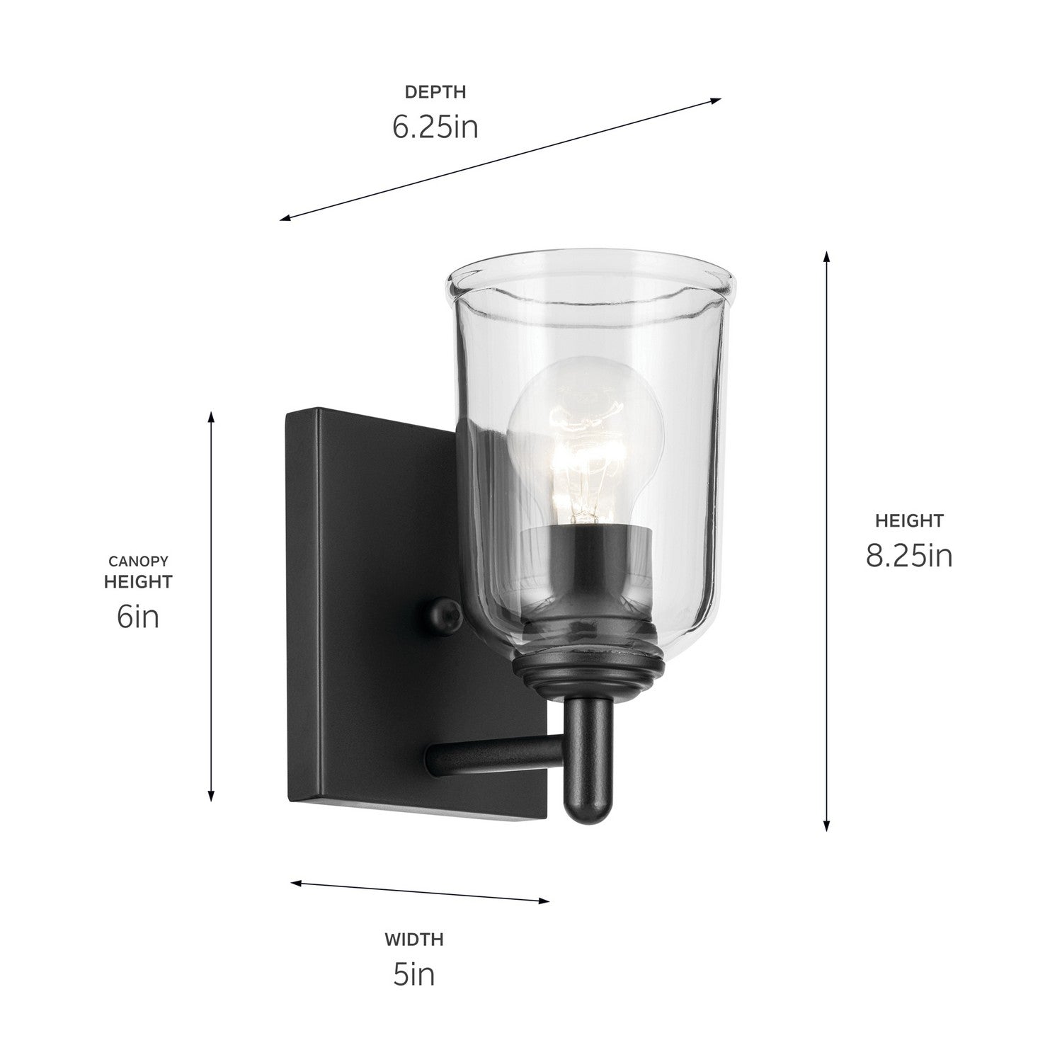 Kichler - 45572BKCLR - One Light Wall Sconce - Shailene - Black