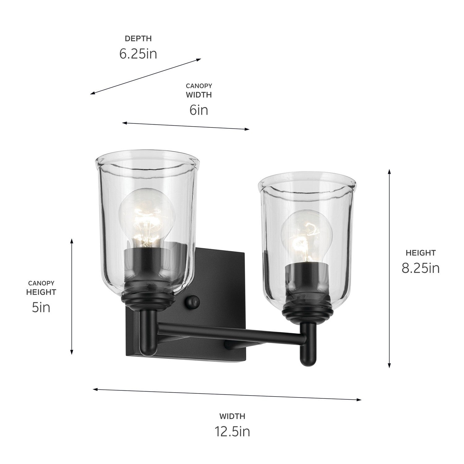 Kichler - 45573BKCLR - Two Light Bath - Shailene - Black